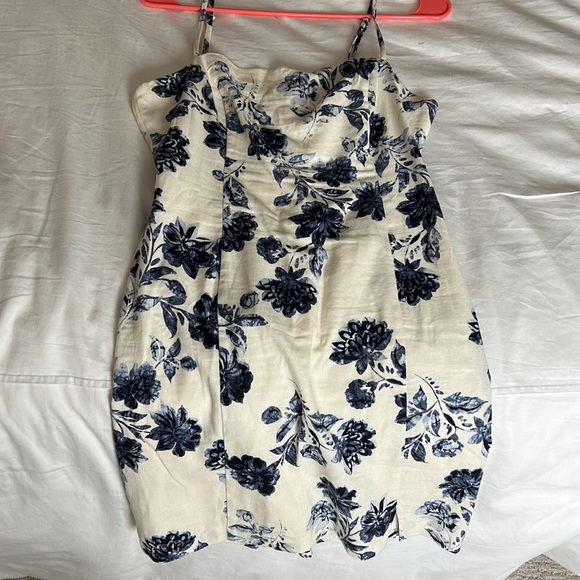 Lush Blue and White Floral Linen Dress - Picture 2 of 4